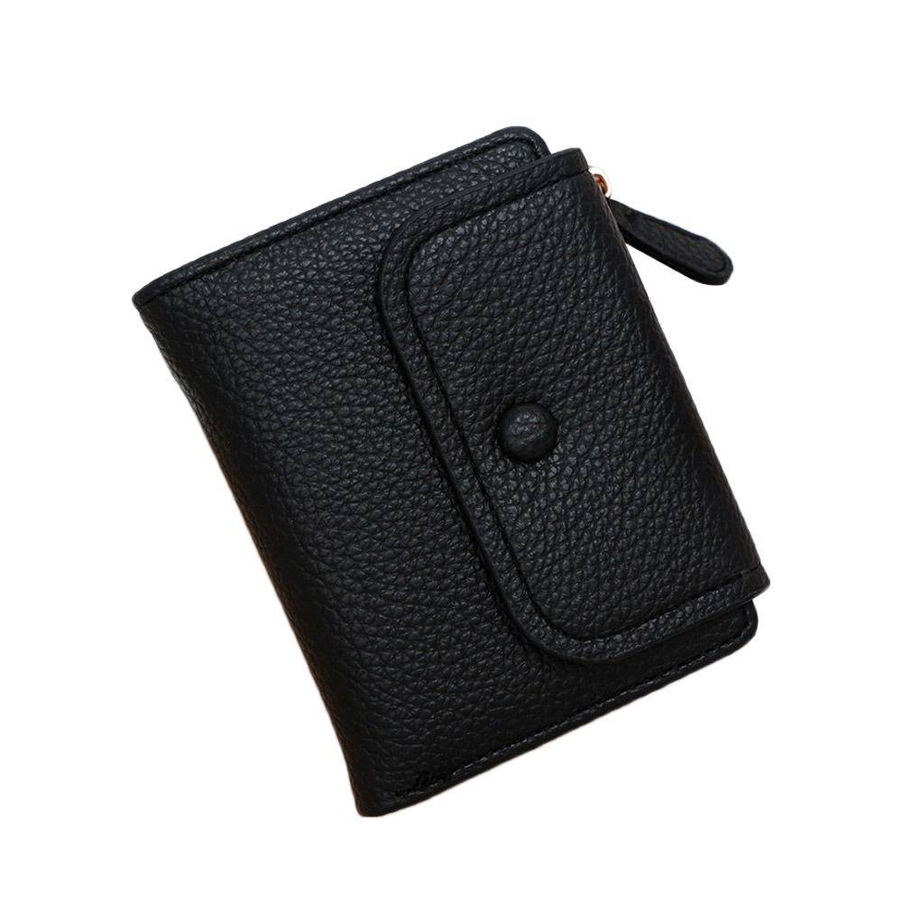 

Fashion PU Leather Short Wallet Multi-Cards Lightweight Zipper Coin Purse Large Capacity Cute Card Bag Wallet чёрный