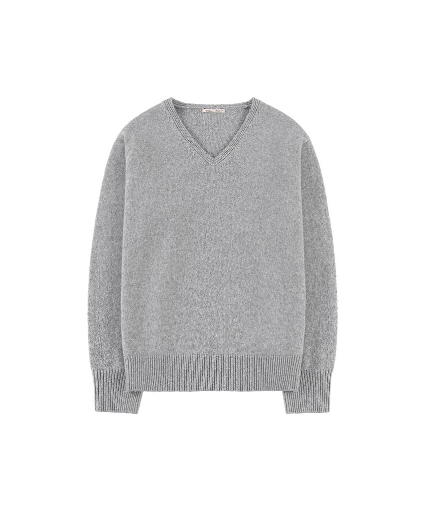 Banwonateullie Kn4290 Essential V-Neck Knit_Melange Gray