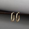 Cercei Rotunzi E1505 S925 Argint Sterling Placat cu Aur 18K pentru Femei Trendy Catarame de Ureche Pătrate Creștine
