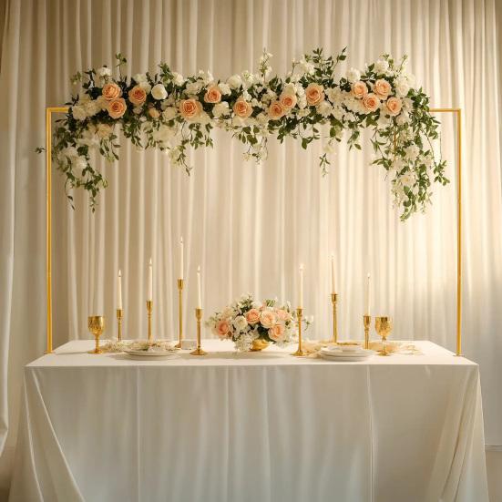 Over The Table Rod Stand with Clamps for Balloons Flowers Decoration Adjustable Metal Table Arch Rod Stand for Wedding Birthday Celebration