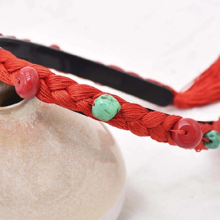 Simulation Wigs Hairband with Beads Ethnic Headband for Girl Festival Parties