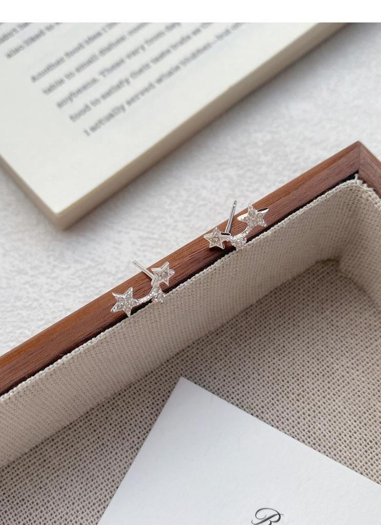 Sterling Silver Smiling Star Stud Earrings for Women – Korean Style, Elegant, Simple, and Cute.