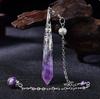 Natural Amethyst and Rose Quartz Single Hexagonal Column Pendant Necklace In