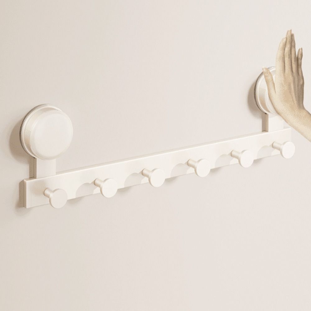 4/5/6 Hooks Suction Cup Door Hook Metal Waterproof Movable Clothes Hangers Rust-proof No Drilling Needed Towel Rack Wall Mounted