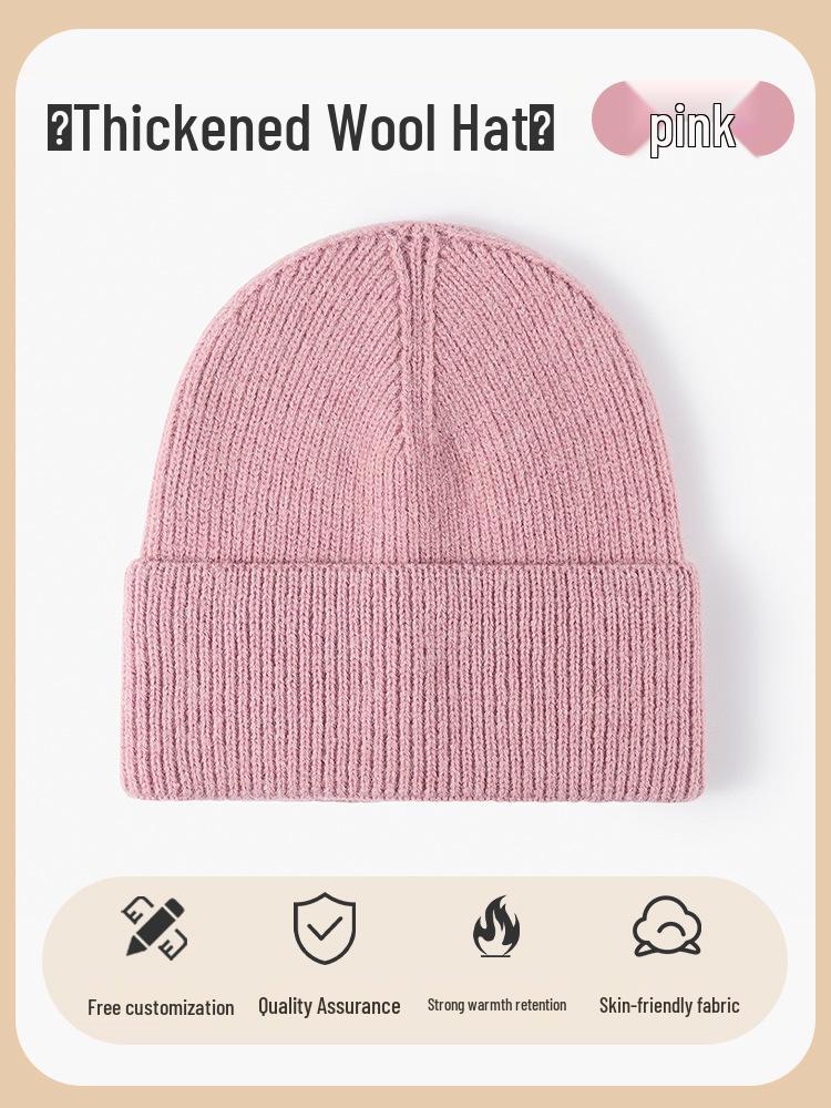 Benutzerdefinierte bestickte Herren- und Damen-Dicke Warme Strickmütze - Einfarbig, Herbst/Winter-Hut