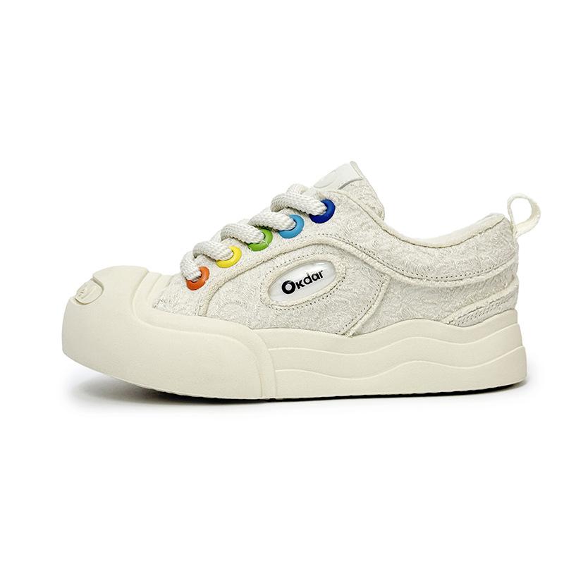 Zhang Hao Nan Bowan Smiled Canvas Shoes Tide Couple Casual Shoes Women's White Camellia Heightening Big Head Board Shoes Men