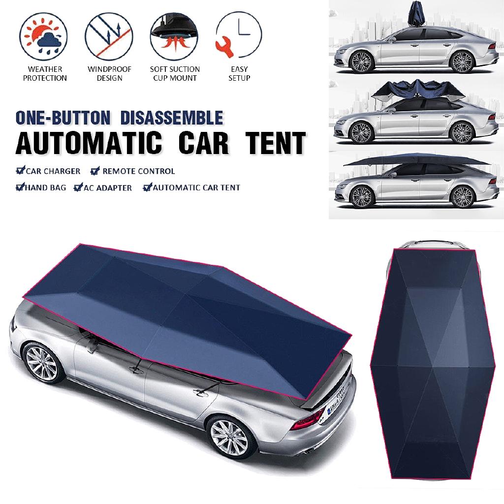 25W Automatic Remote Control Car Umbrella Tent Sun Shade Awning Shelter Cover SUV Truck Sun Shade Waterproof Fold Car Canopy Tent