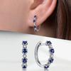 Huitan Simple Stylish Round Blue/White CZ Hoop Earrings for Female Exquisite Birthday Gift Temperament Ear  for Women