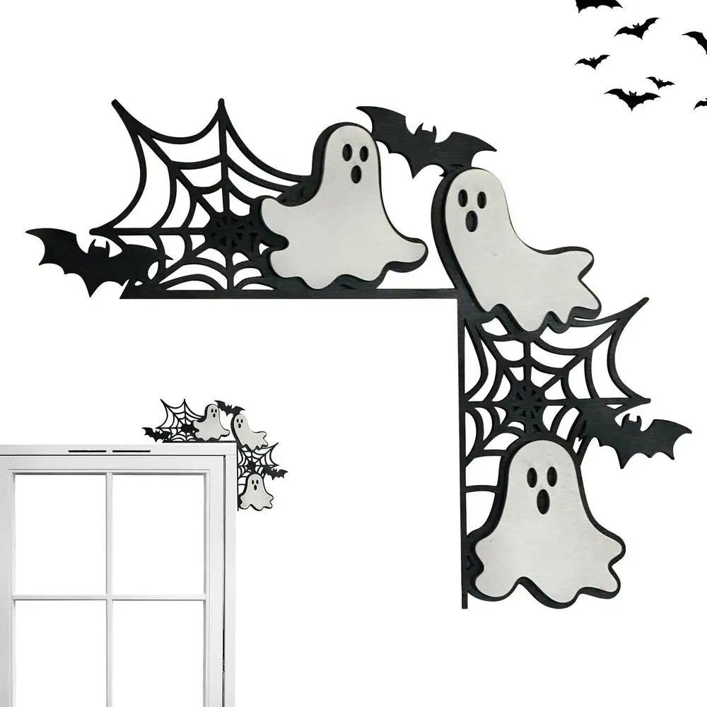 Pumpkin Ghost Witch Halloween Door Corner Sign Wooden Ghost Festival Door Stickers  Home Decor