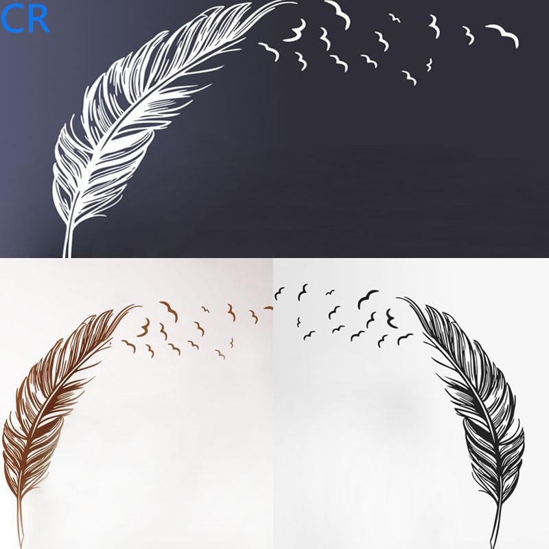 Buy Wall Sticker Birds Feather Bedroom Home Decal Mural Art Decor at ...