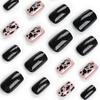 New Gold Glitter Striped Nail Art Fake Nail Cow Pattern Nail Piece Black Solid Color Nail Patch