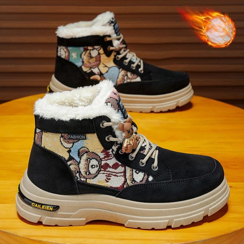 Mens Soft Elastic Cold Warm Padded Snow Boots Thick Bottom Non-slip Wear-resistant Outdoor Casual Sneakers Martin Cotton Boots Workwear Shoes 44 4490₽