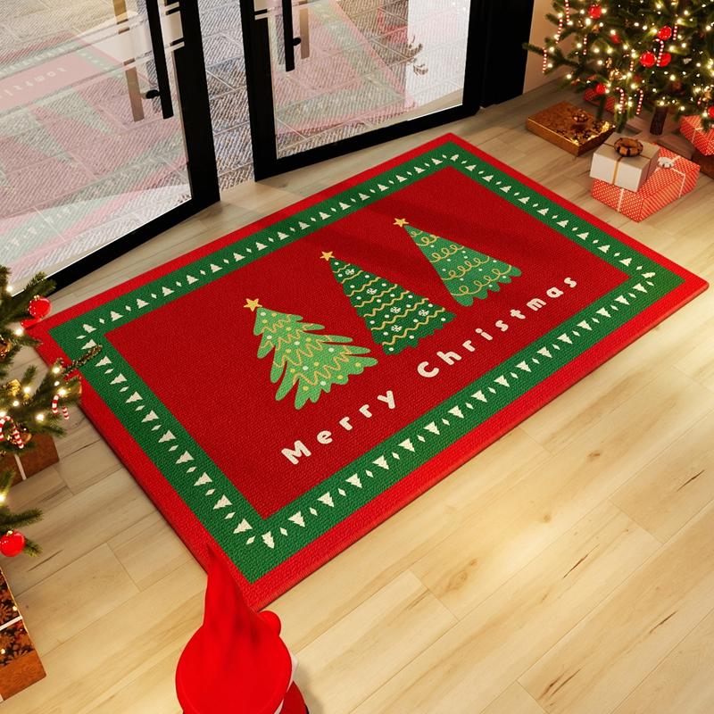 VIKAMA Christmas Durable Anti-Slip Floor Mat for Bedroom, Living Room, Entrance Door - Washable, Non-Greasy, Home Decoration