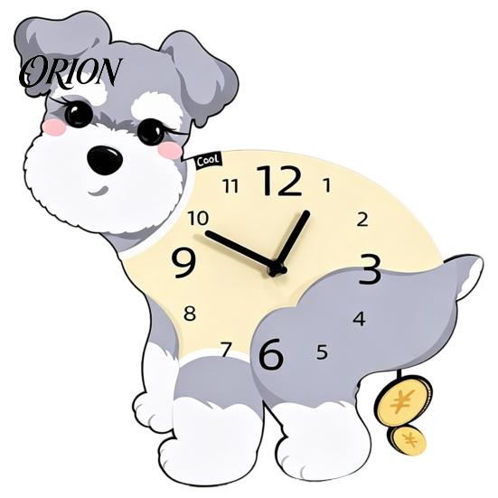 Wooden Clock with Swinging Pendulum Pooping Dog Wall Clock, Pendulum, Silent Non Ticking Hanging for Living Room Home Office, Gift Lover