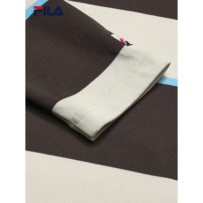 FILA Men's Colorblock Striped Knit Long Sleeve Polo Shirt