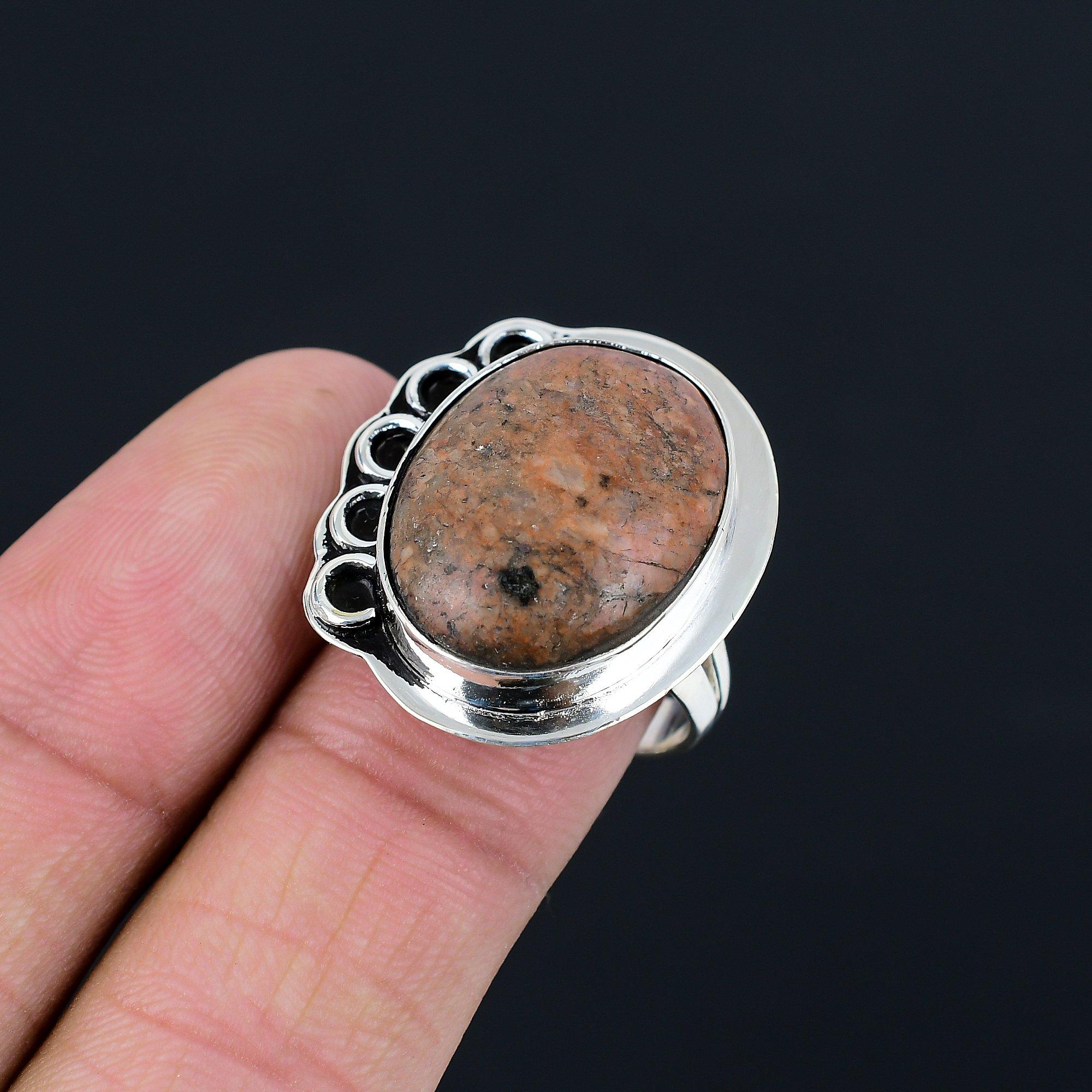 Oval Unakite Stone Elegant Wife Anniversary Ring Jewelry Size 9 Sterling Silver 9