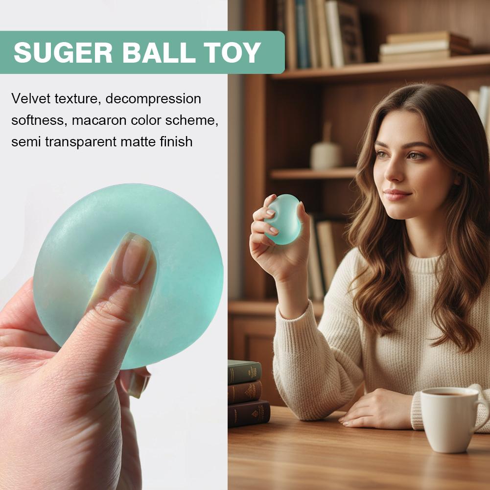 Velvet Sugar Ball Squishy Toy Semi-Transparent Stress Relief Squeeze Ball Soft Decompression Toy for Anxiety Fidgeting