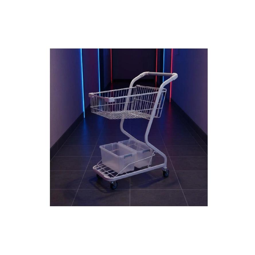 Two-Level Shopping Shopping Basket PU Wheels Metal Shopping Trolley Convenience Shop Shopping Basket Sturdy Duty for Supermarket