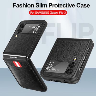 Folding Pu Leather Protective Case For Samsung Galaxy Z Flip 3 Flip4 Flip 4 Flip3 5g Anti -Knock Cover With Card Holder Cases