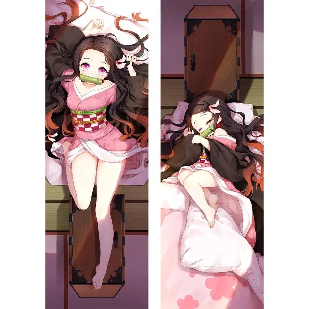 

Demon slayer Kamado Nezuko Body Pillow Case Dakimakura Anime Throw Long Pillowcase Decor Home Cushion Covers Sexy Girl Otaku