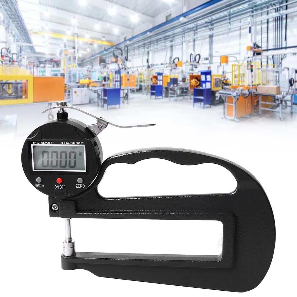 Digital Thickness Gauge Thickness Meter 0.0005in 0.01mm Resolution Compact Versatile 0 To 12.7 X 120mm Range for Manufacturing