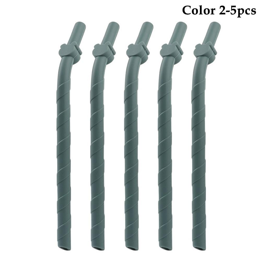 

5Pcs 15.5cm Short Silicone Straws Food Grade Reusable Straws Bent Straws Children s Milk Tea 5Pcs Color 2