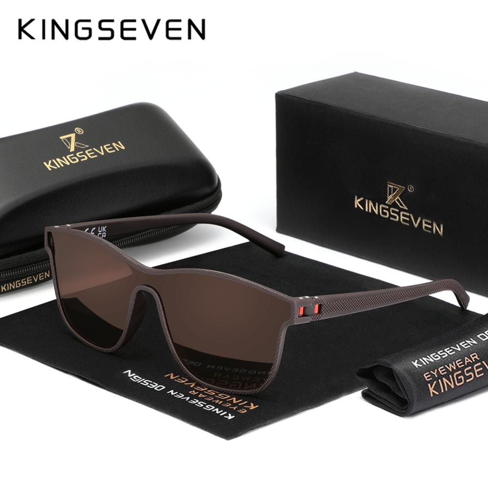 

KINGSEVEN Розкішні модні цільні сонцезахисні окуляри з поляризацією UV400, дзеркальні лінзи, окуляри, котяче око, велика оправа, шопінг, окуляри для водіння коричневий