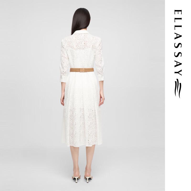 ELLASSAY Lyocell Cotton Blend Lace Shirt Dress