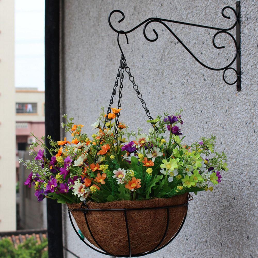 Black Garden Plant Hanger Hook Iron Wall Mounted Plant Hanger Hanging Flower Basket Brackets