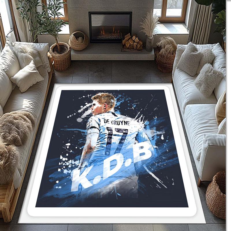Kevin De Bruyne Printed Flannel Area Rug Non Slip Soft Polyester Floor Carpet Indoor Decor Mat for Bedroom Living Room Sofa