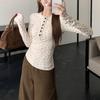 Apricot Floral Slimming Long Sleeve T-shirt - Chic & Warm Women's Inner Layer Top