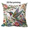 Hummingbird flower texture Doublesided Printed pillow cover Short plush Suitable living room bedrooms sofas throw cushion cover