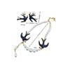 Imitation Beaded Swallow Water Drop Sweater Chain Resort Style Retro Personality Niche High Sense Fashion Necklace