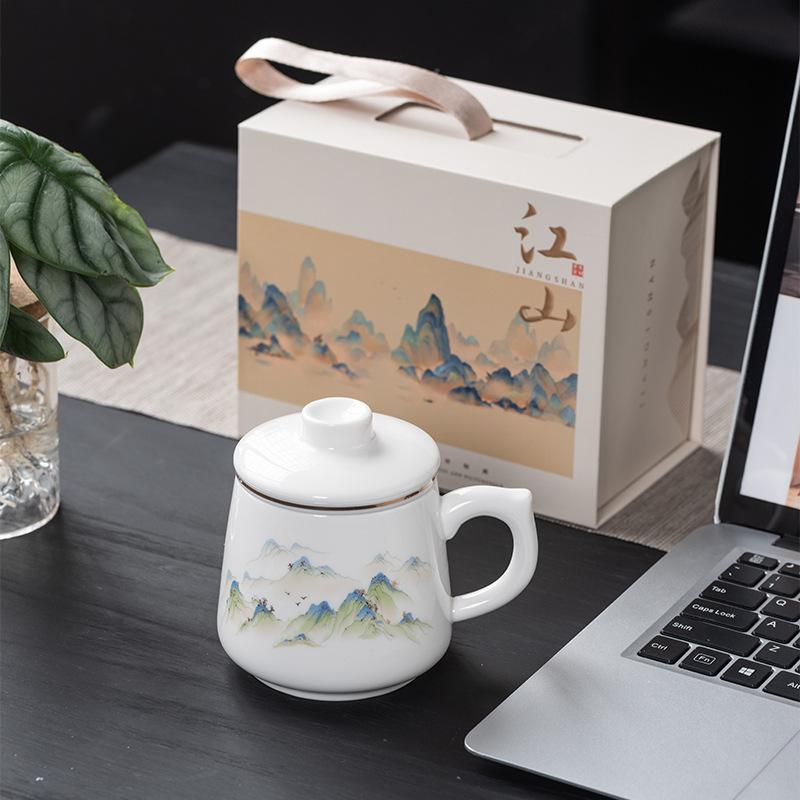 Ceramic handle mug, tea cup, high-grade tea separation cup, large-capacity filter water cup, gift.