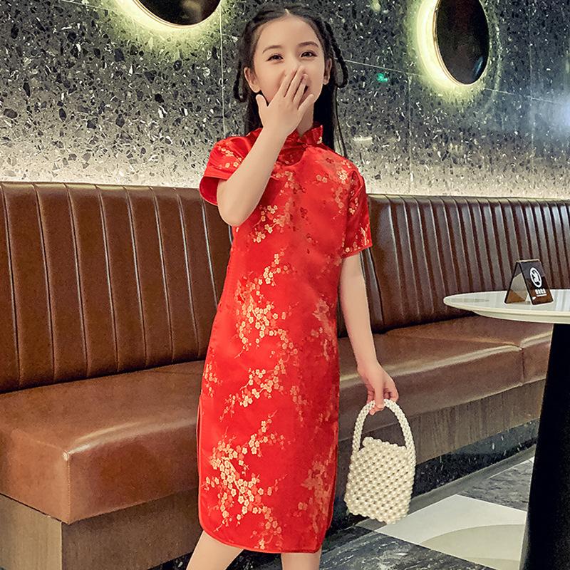 Fashion Children's Cheongsam Modern Girls Dresses Summer Baby Party Qipao Princess Clothing Chinese Style Girl Dress Vestidos