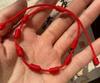 Cross-border Hot-Selling Adjustable Woven Flat Knot Seven Knots Lucky Red String Handmade Couple Bracelet for Men and Women