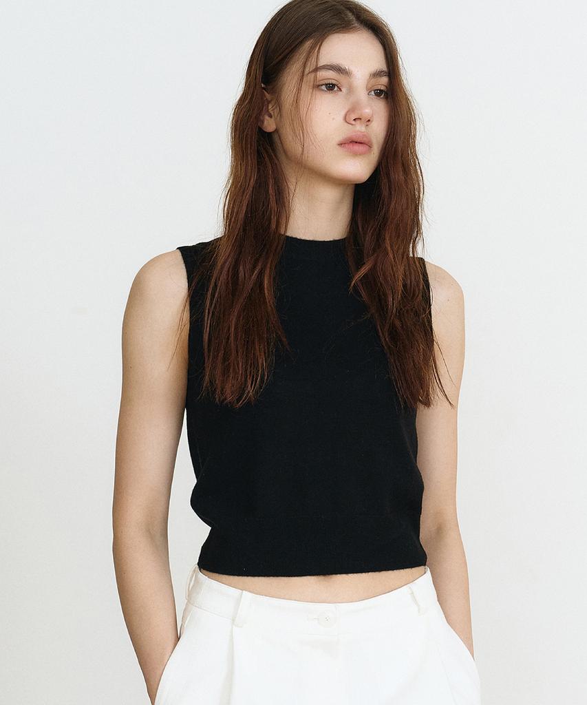 MAKE A TOAST Button Cardigan & Sleeveless Set (Black) Mbfsnt001Bk