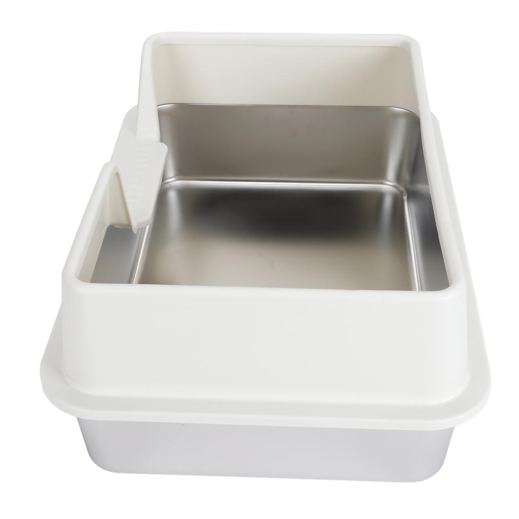 Kattlåda i rostfritt stål Höga kanter Stänksäker Lätt att rengöra Sluten kattlåda för