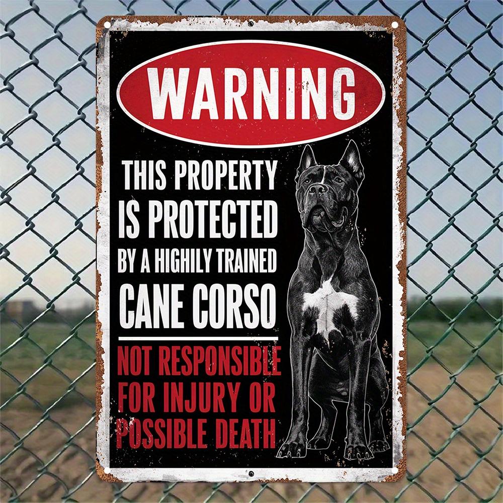 VintageStyle Aluminum Warning Sign  This Property is Protected by a Highly Trained Cane Corso  Wall Decor for Home Office 20x30cm（7.8x11.8inch）