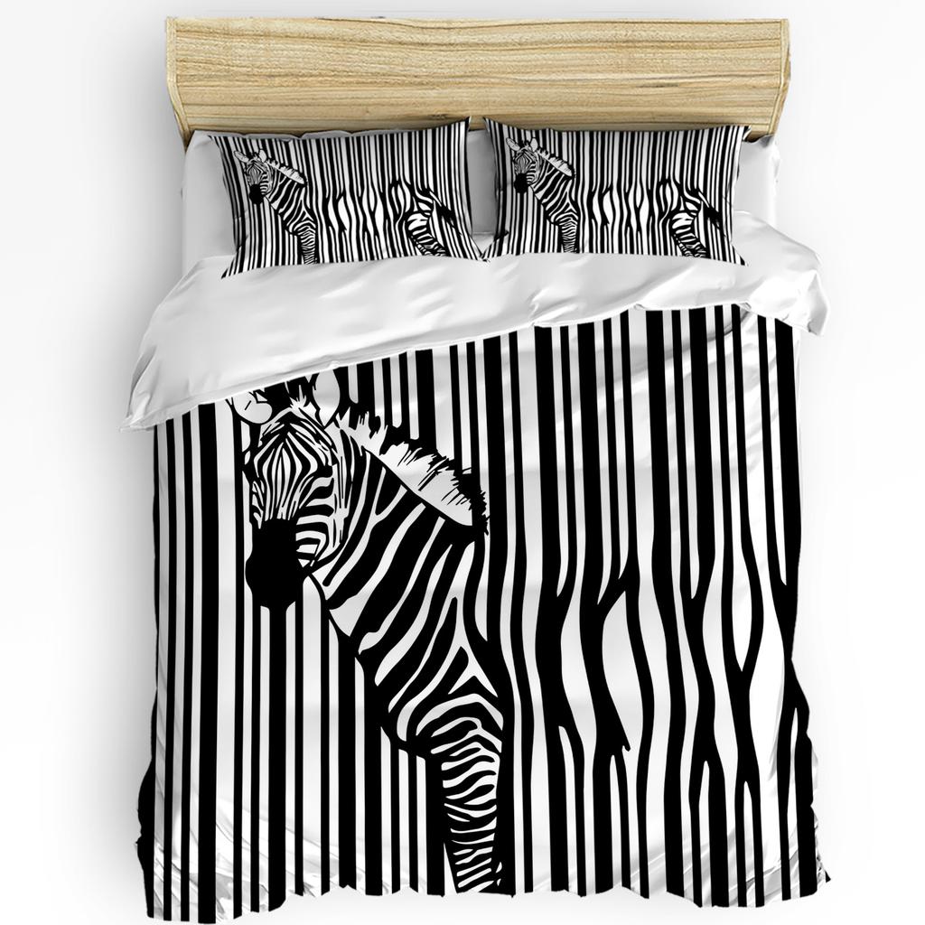 Nordic Zebra Animal White Duvet Cover with Pillow Case Custom 3pcs Bedding Set Quilt Cover Double Bed Home Textile