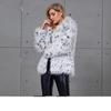 Women's Faux Fur Lynx Leopard Print Coat with Turn-Down Collar - Stylish Faux Fox Fur Jacket