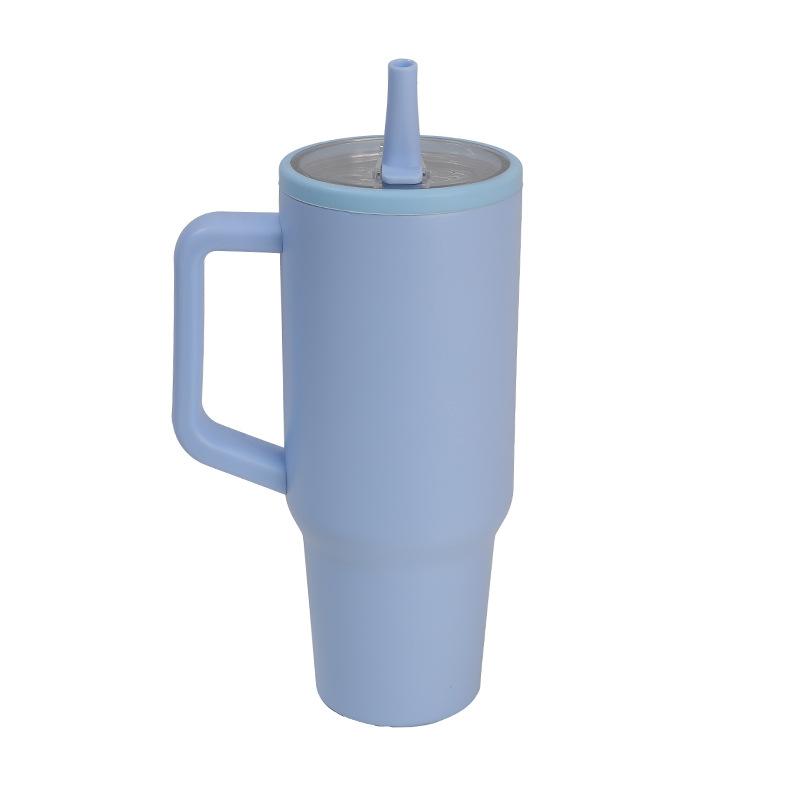 1200ml Simple 40oz Double Layer Ice King Cup Vacuum Insulated Leak Proof Foldable Straw Portable Car Mug