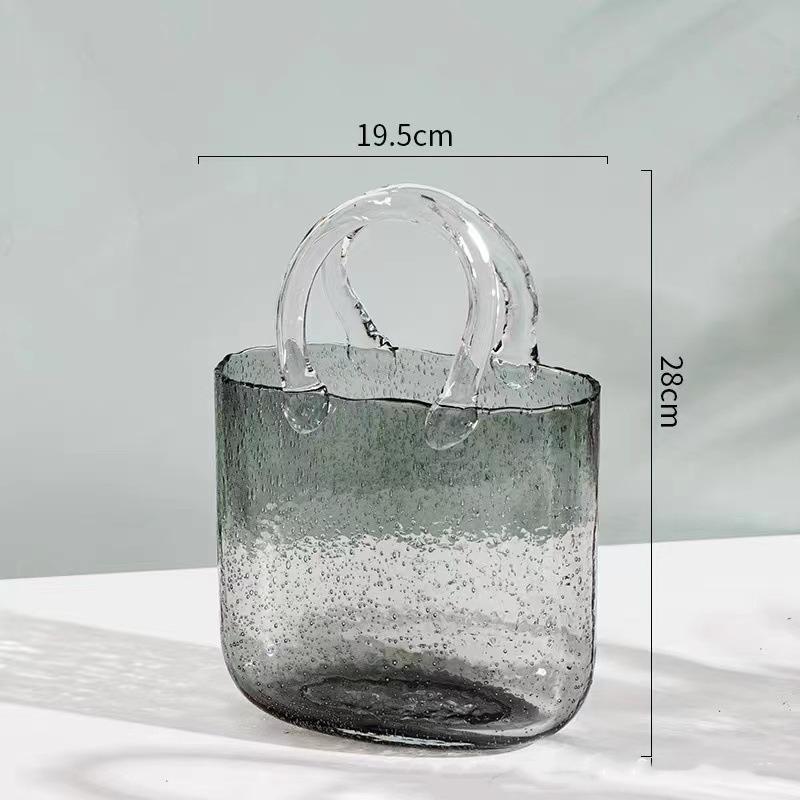 Elegant Geometric Handbag Vase Chic Oblong Glass Decor for Hydroponic & Traditional Arrangements