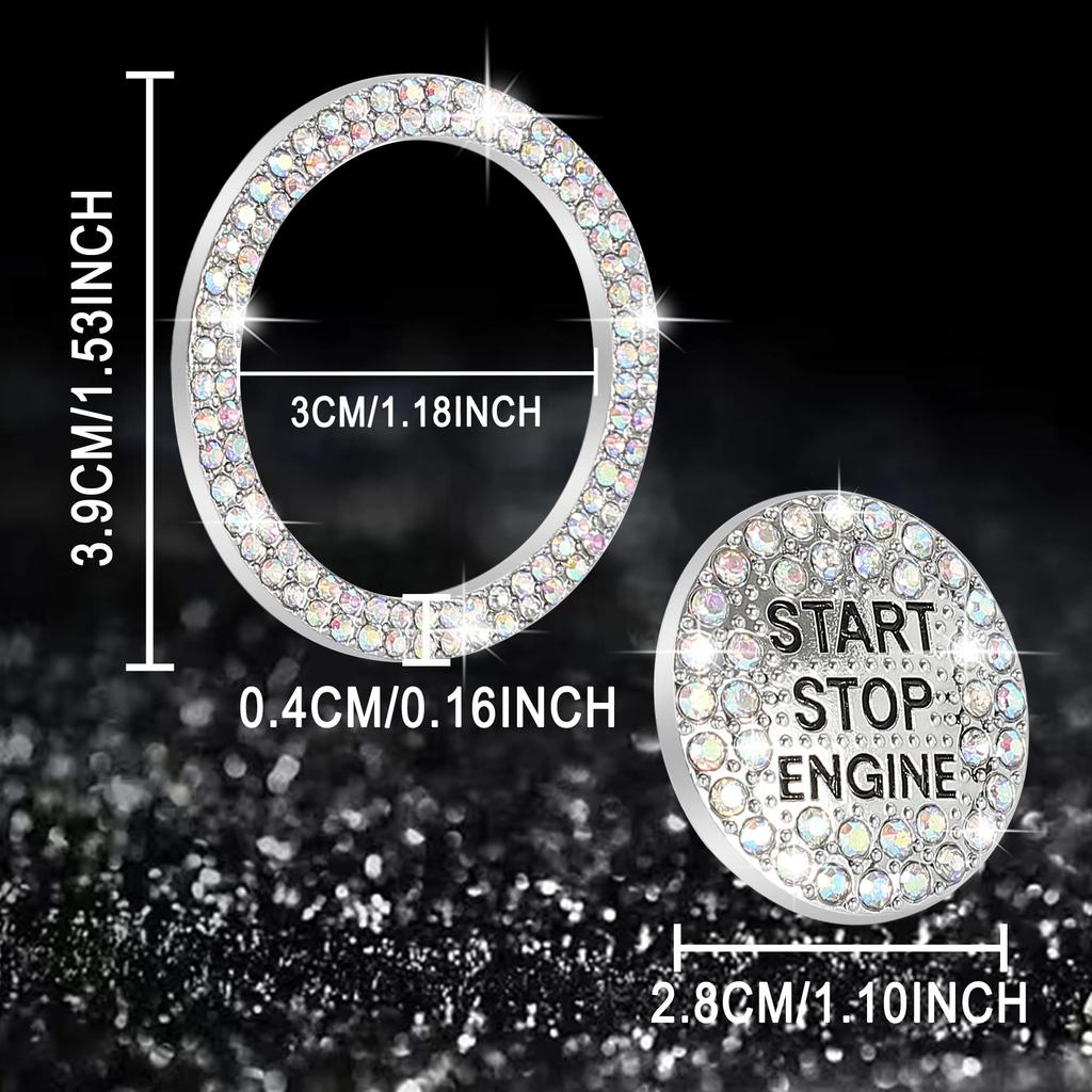 TOMALL Bling Car Engine Start Button Cover Diamond Interior Crystal Push Start Button Ring