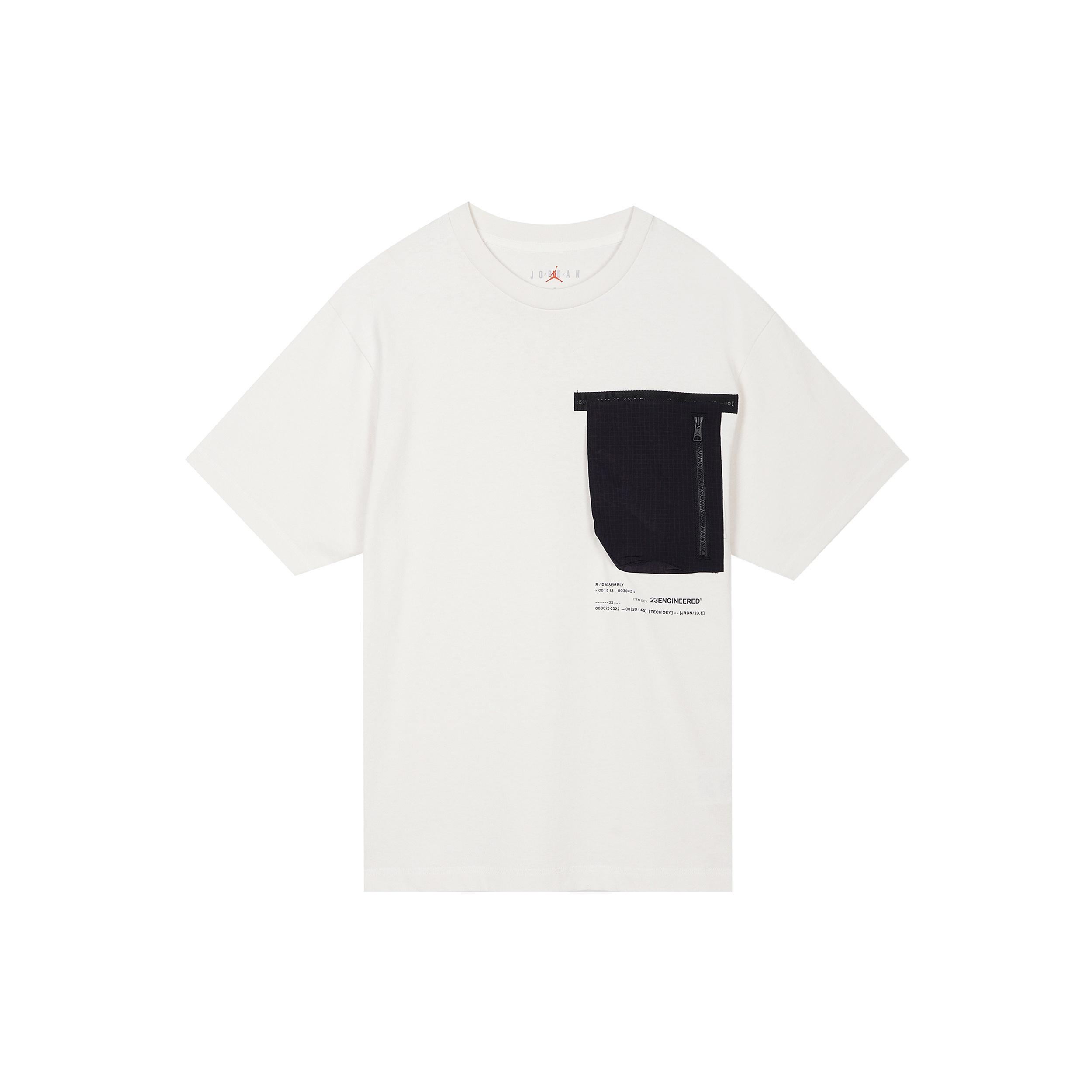 Men s Air Jordan 23 Engineered Contrasting Colors Pocket Round Neck Casual Short Sleeve Phantom White Gray T-Shirt DM1389-030 XL