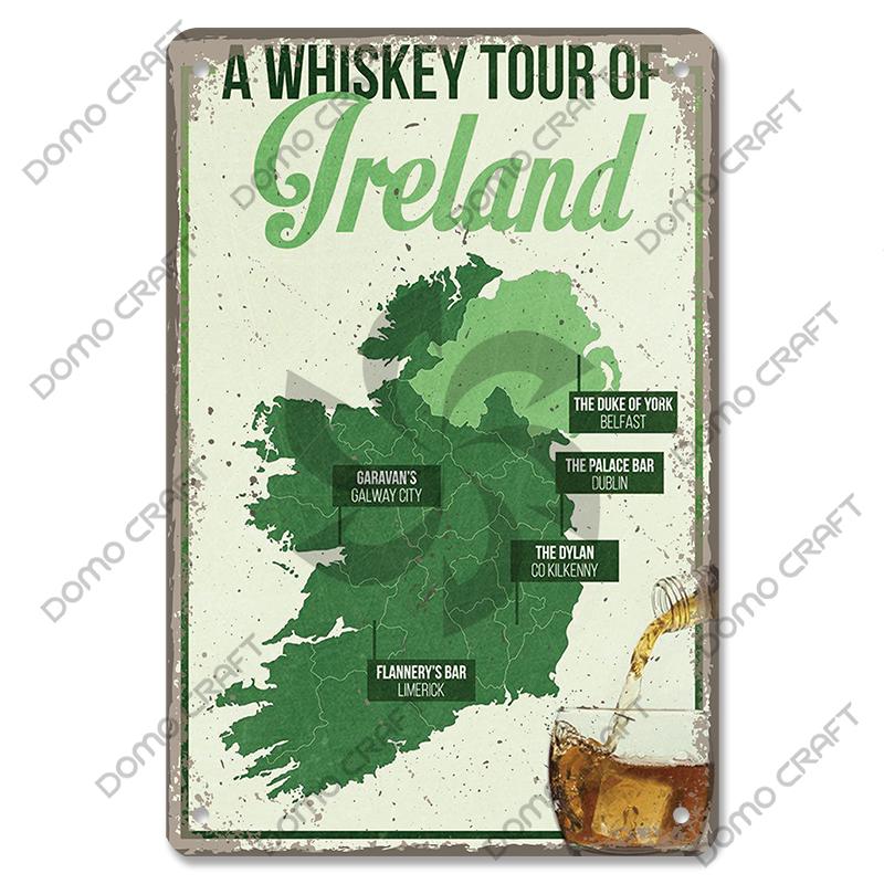 Irish Whiskey Poster Vintage Metal Plaque Sign Dublin Stout Metal Tin Plates Wall Decor for Bar Irish Pub Club Home