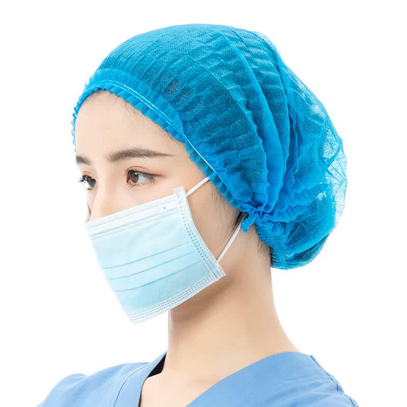 Disposable Non-Woven Head Covers One Size синий