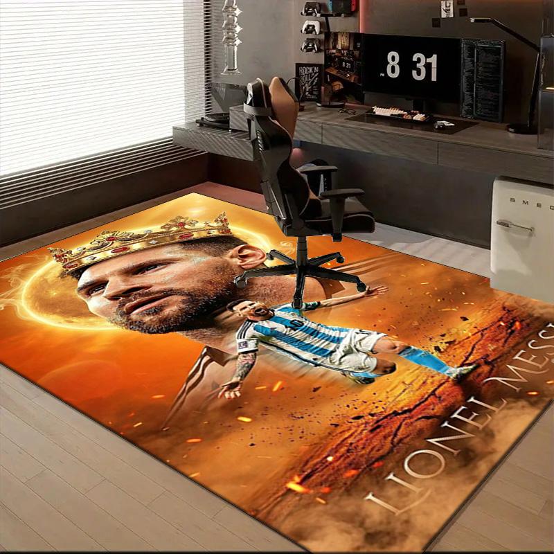 Golden Messi Glory Rug Game Carpet, Floor Mat for Bedroom Living Room Entryway Rug, Home Decor Idea Gift for Christmas Birthday