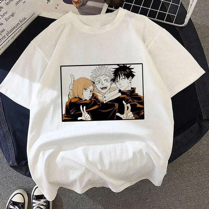 Jujutsu Kaisen T-Shirt Neue japanische Anime Unisex Kawaii Sommer Tops Yuji Itadori Graphic Tees Ulzzang Lose Cartoon Unisex Unisex T-Shirt