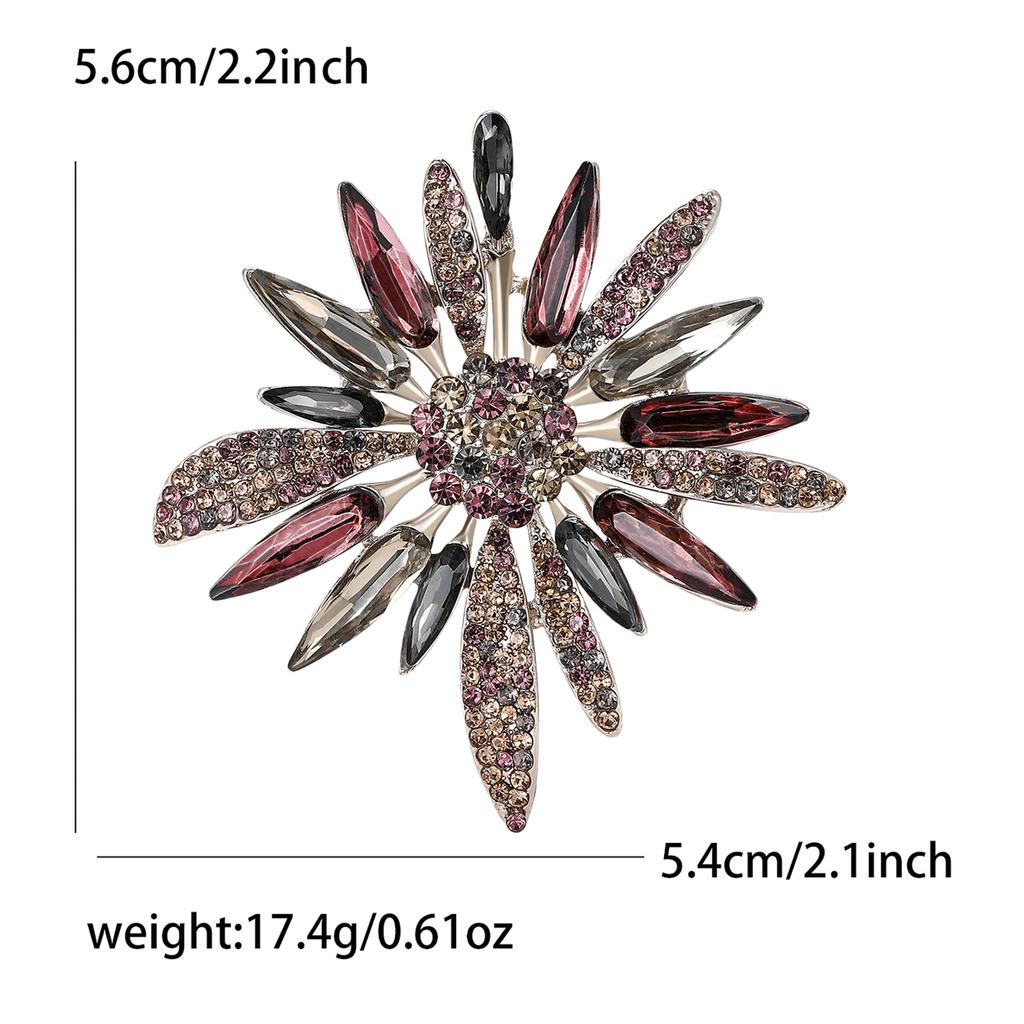 Palace Style Rhinestone Flower Brooch for Women Sparkling Daisy Flower Party Office Lapel Pins Gifts